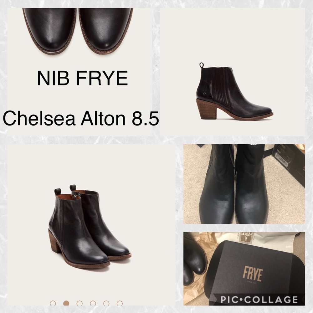 NIB FRYE Chelsea Booties , Black, 8.5, leather